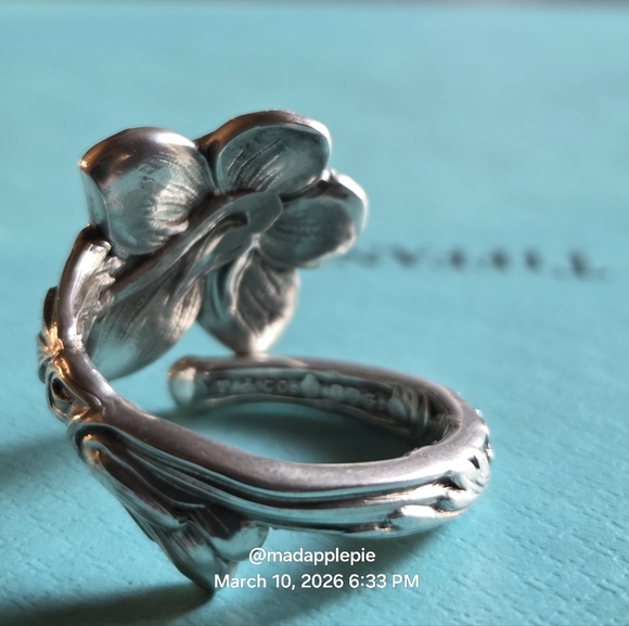 1885 Tiffany & Co. Violet Spoon Ring In Sterling Sulver Luxury Flower #68 - Picture 14 of 15